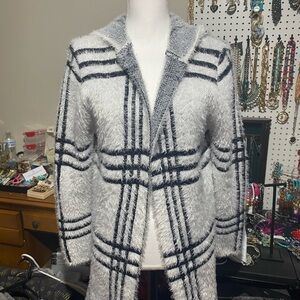 Plaid Open-Front Women Sweater